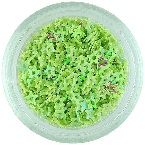 Stars with center hole for nail art - green