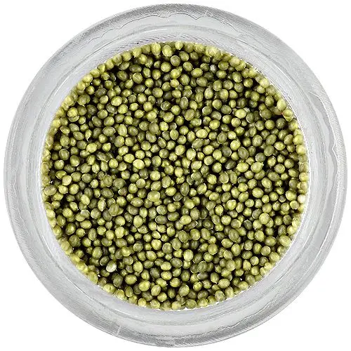 Nail art decorations - pea green pearls, 1mm