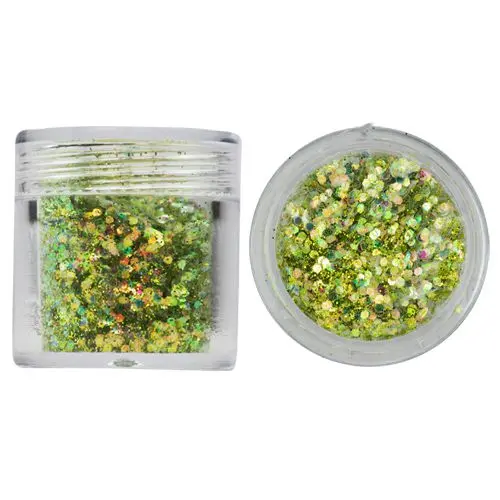 Hexagon in glitter dust powder, 1mm - olive green, 10g