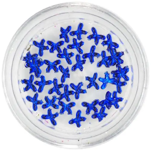 Nail decorations - royal blue rhinestones, ribbons