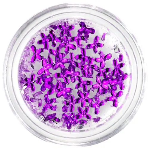 Nail decorations - purple rhinestones, ribbons