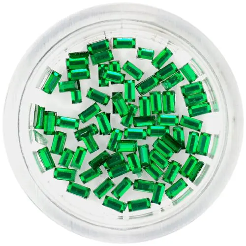 Decorative rhinestones, rectangles - emerald green