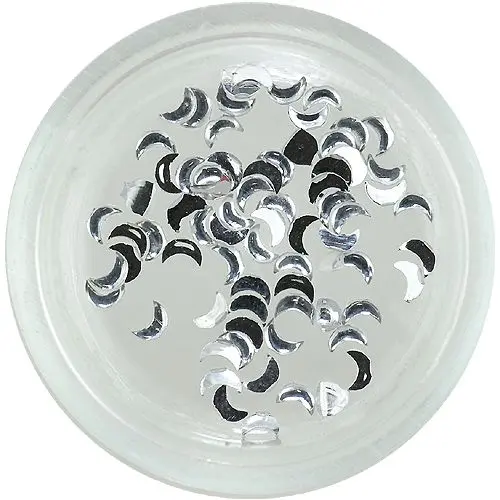 Nail decorations - silver rhinestones, crescent