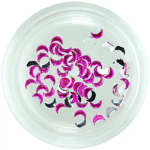Nail decorations - pink rhinestones, crescent