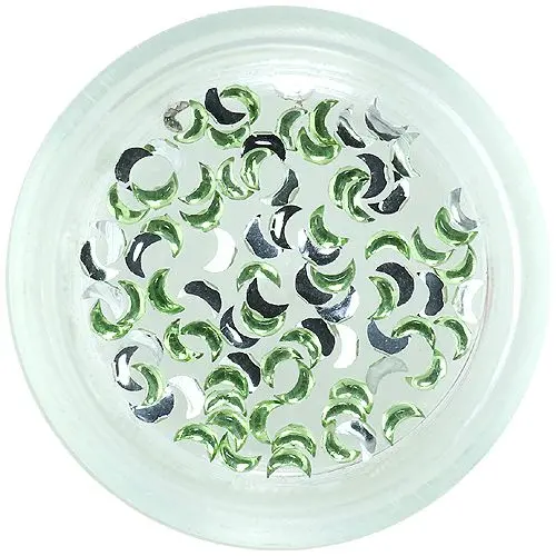 Decorative rhinestones, crescent - light green