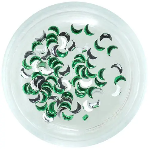 Emerald green rhinestones for nails - crescent