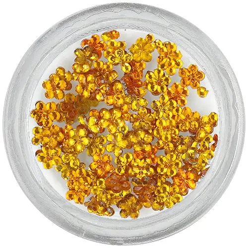Nail decorations - light orange rhinestones, flowers
