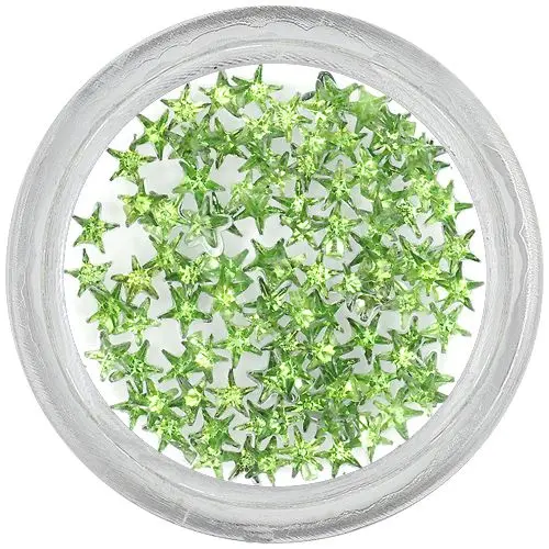 Nail decorations - light green rhinestones, stars
