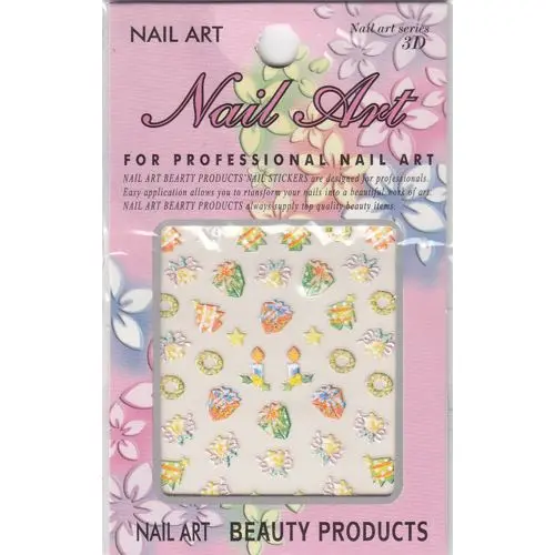 3D Christmas nail sticker - trees, presents, candles