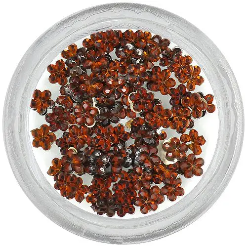 Brown rhinestones for nails - flowers