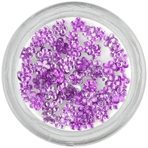 Nail decorations - light purple rhinestones, flowers