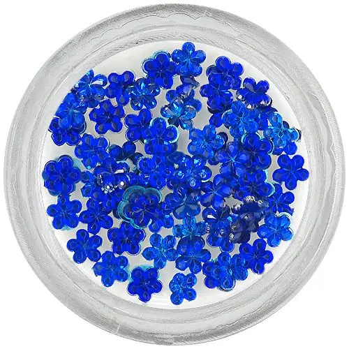 Royal blue rhinestones for nails - flowers