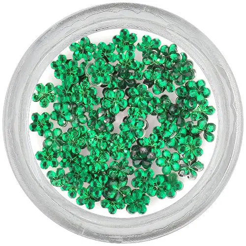 Decorative rhinestones, flowers - emerald green