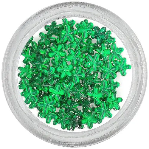 Emerald green rhinestones for nails - flowers