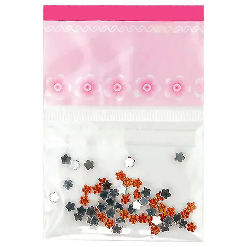 Nail decorations - orange rhinestones, flowers, 50pcs