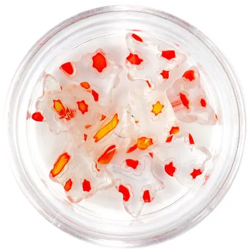 Decorative rhinestones, butterfly - transparent with orange pattern