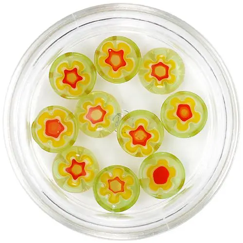 Green rhinestones for nails with flower - circle