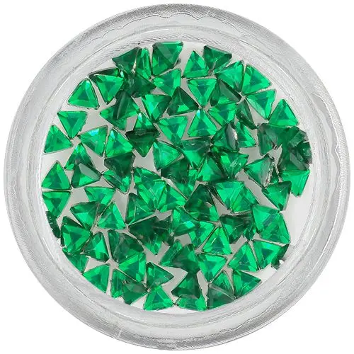 Emerald green rhinestones for nails - triangle