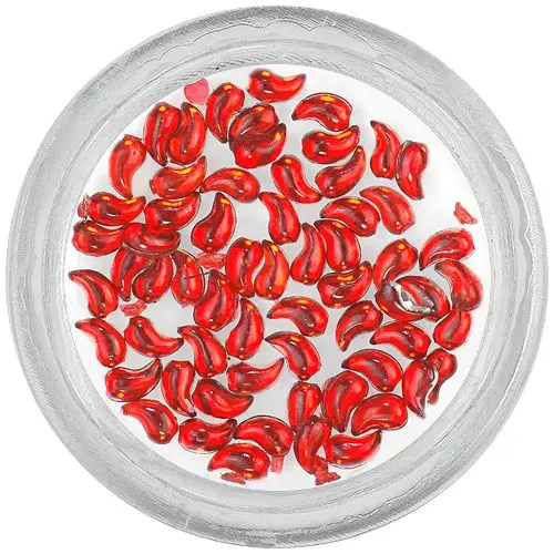 Decorative rhinestones, comma shaped - red