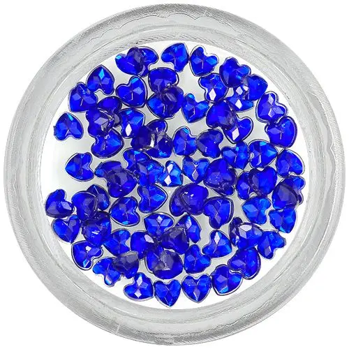 Royal blue rhinestones for nails decoration - hearts
