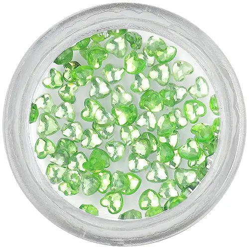 Heart rhinestones - light green