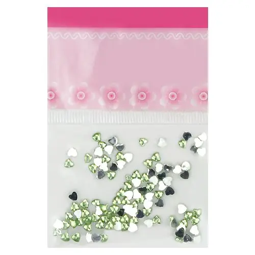 Light green rhinestones for nails decoration - hearts, 70pcs