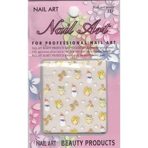 Christmas sticker with glitters - 3D snowman, ribbons, bells