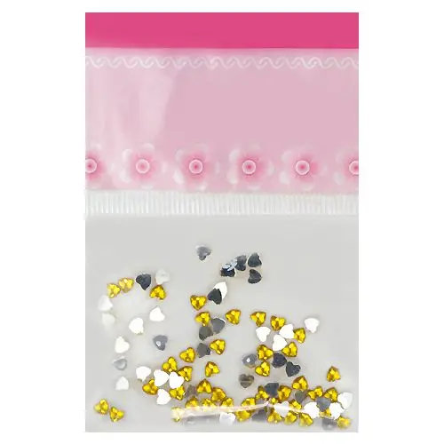 Heart rhinestones - yellow, 70pcs