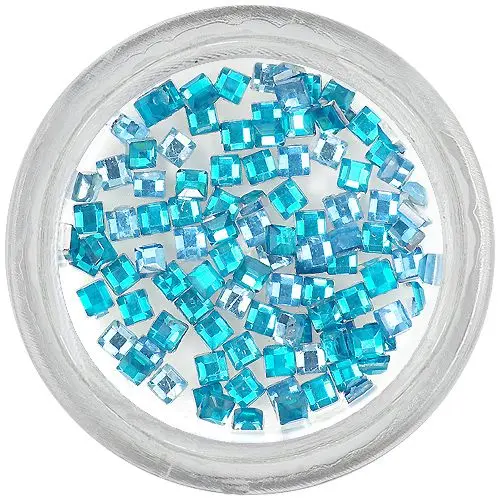 Turquoise rhinestones for nails decoration - squares