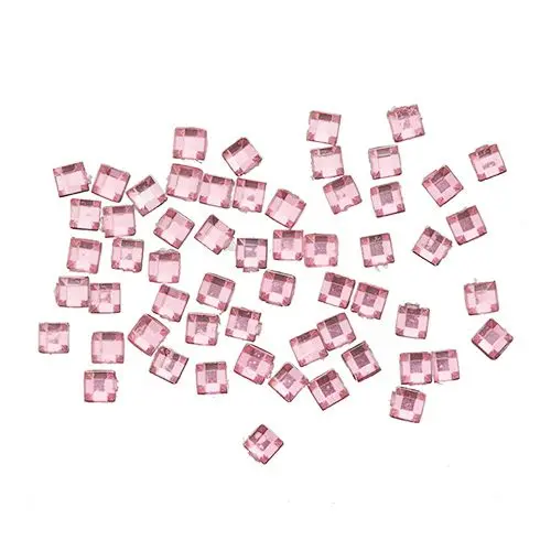 Light pink decorations for nails - rhinestones, squares 50pcs