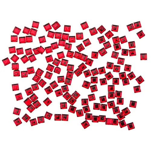 Red decorations for nails - rhinestones, squares 140pcs