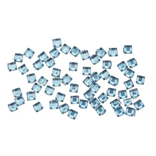 Light blue decorations for nails - rhinestones, squares 50pcs