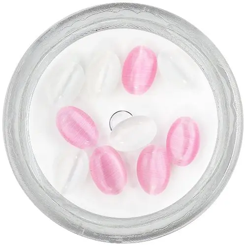 Oval rhinestones - white/pink