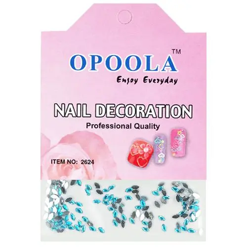 Rhinestones for nails - oval, turquoise in package 120pcs