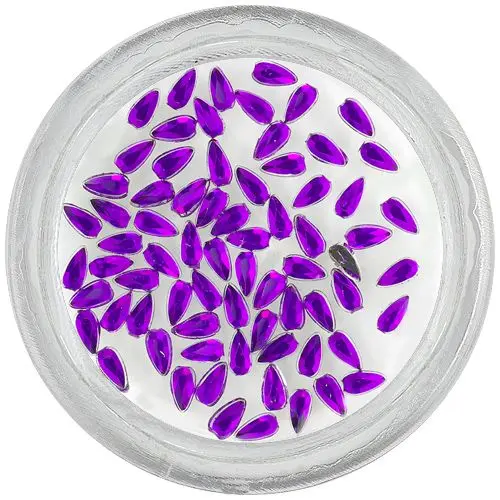 Dark purple nail decorations - rhinestones, teardrops