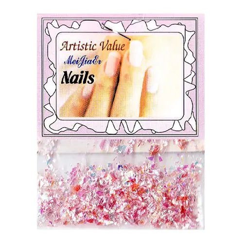 Nail decorations in pink colour – flakes