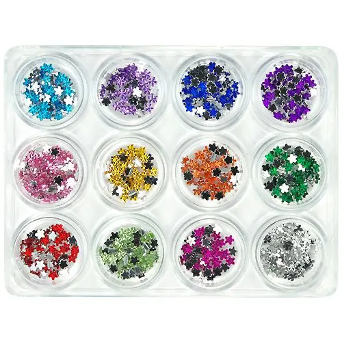 12pcs nail art kit - flowers, 5g