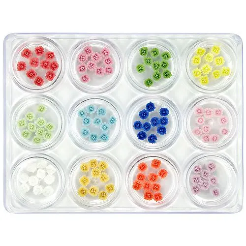 Decorative kit mix, 12pcs - acrylic flowers 5g