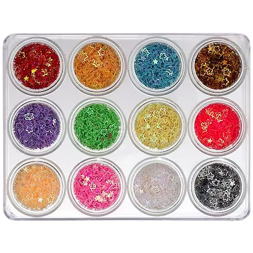 12pcs set of nail decorations, 5g - hollow stars