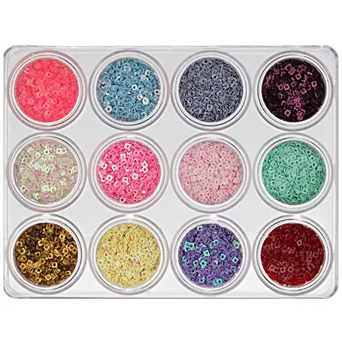 Nail art kit mix, 12pcs - hollow squares 5g