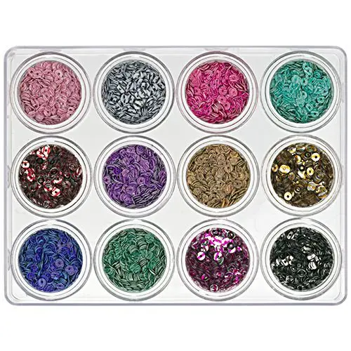 Round disk sequins - nail art kit, 12pcs