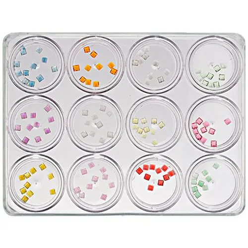 12pcs nail art kit - squares 4X4mm, 5g