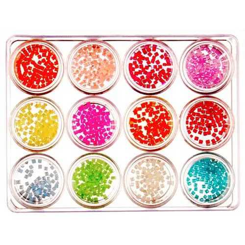 Nail art kit mix, 12pcs - square 5g