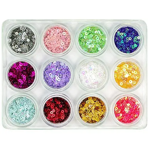 Nail art kit mix, 12pcs - round sequin disks 5g
