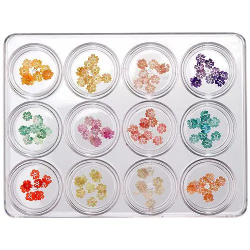 12pcs nail art kit - flowers - finely cut, 5g