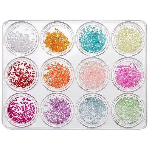 12pcs nail art kit - pearlescent crescents, 5g
