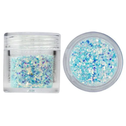 Hexagon in glitter dust powder, 1mm - light blue, 10g