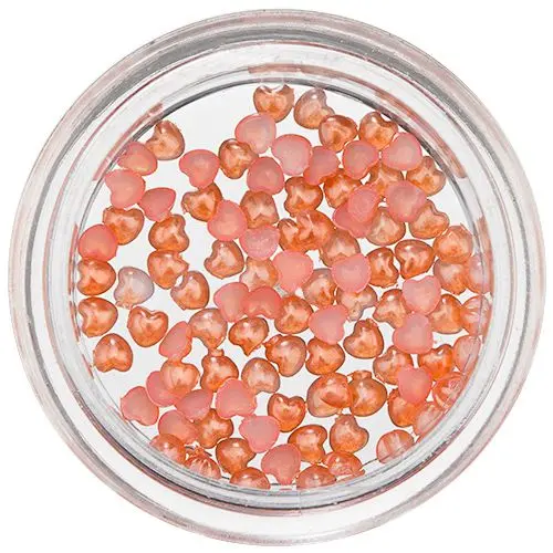 Nail Art Orange Decorations - Hearts, Pearl Effect