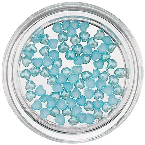 Pearlescent Decorations in Shape of Heart - Turquoise Blue