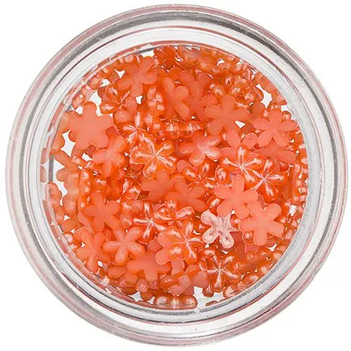 Nail Art Orange Decoration - Flowers, Pearlescent